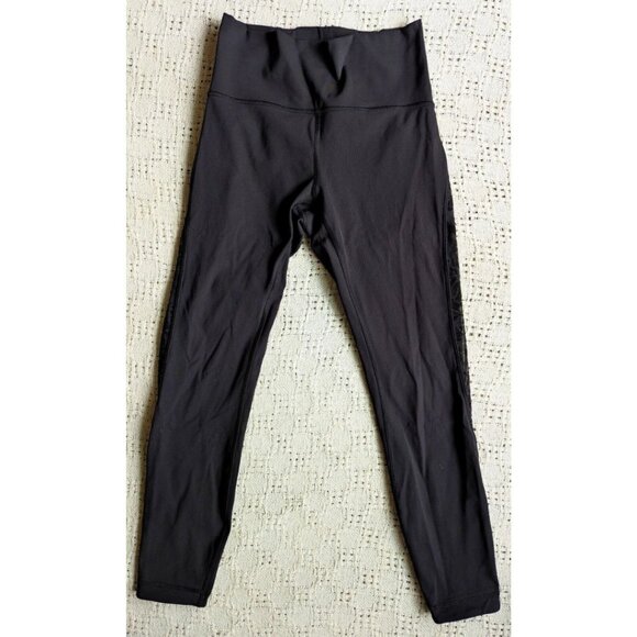 Lululemon Meant To Move 7/8 Tight Mesh Black Flocked Floral Leggings Pants 6 - Picture 3 of 7